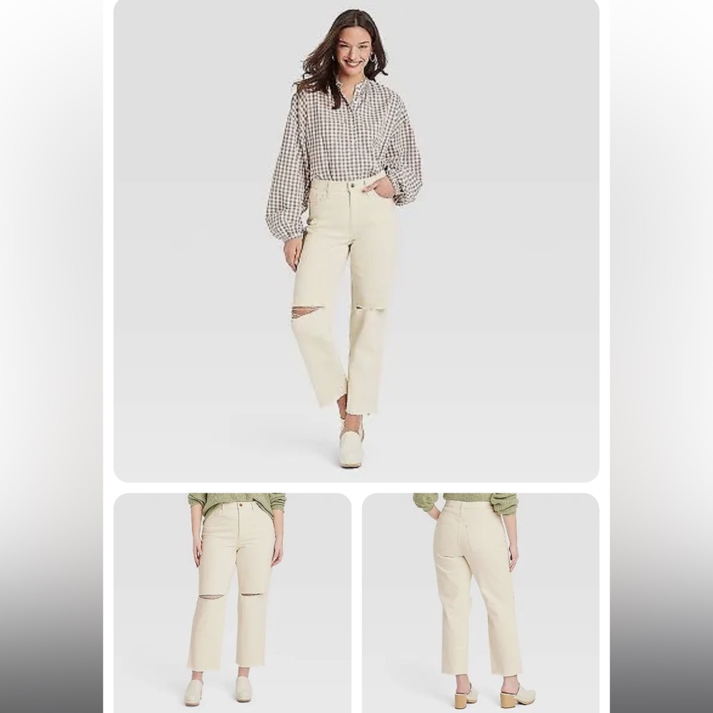Off white vintage straight leg high rise jeans